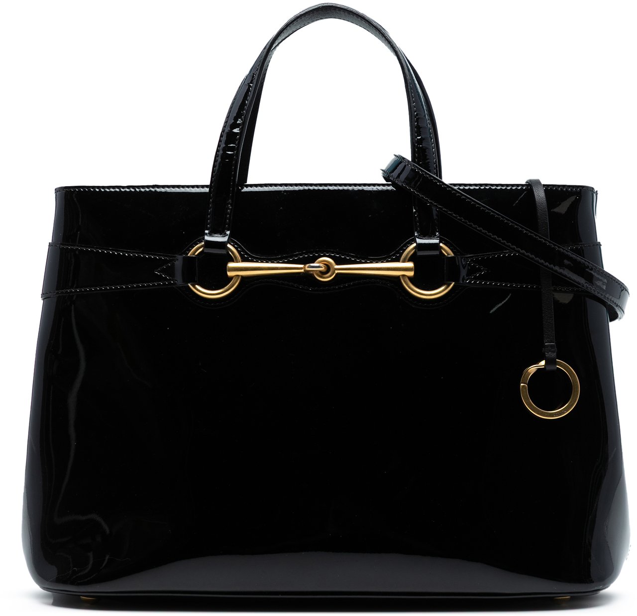 Gucci Patent Bright Bit Satchel Zwart