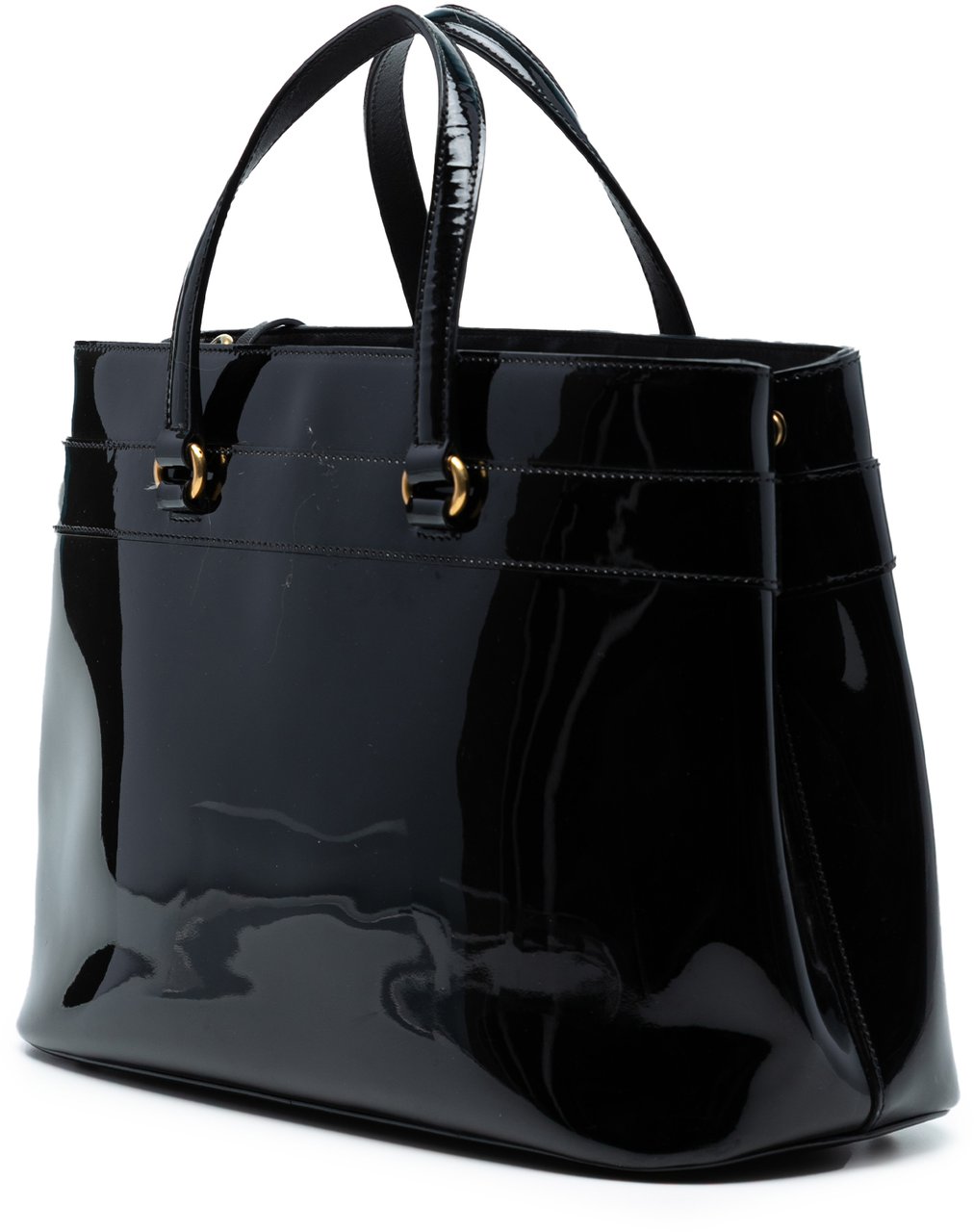 Gucci Patent Bright Bit Satchel Zwart