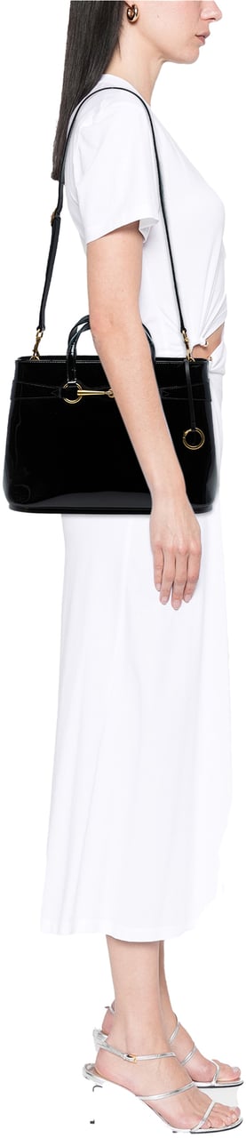 Gucci Patent Bright Bit Satchel Zwart