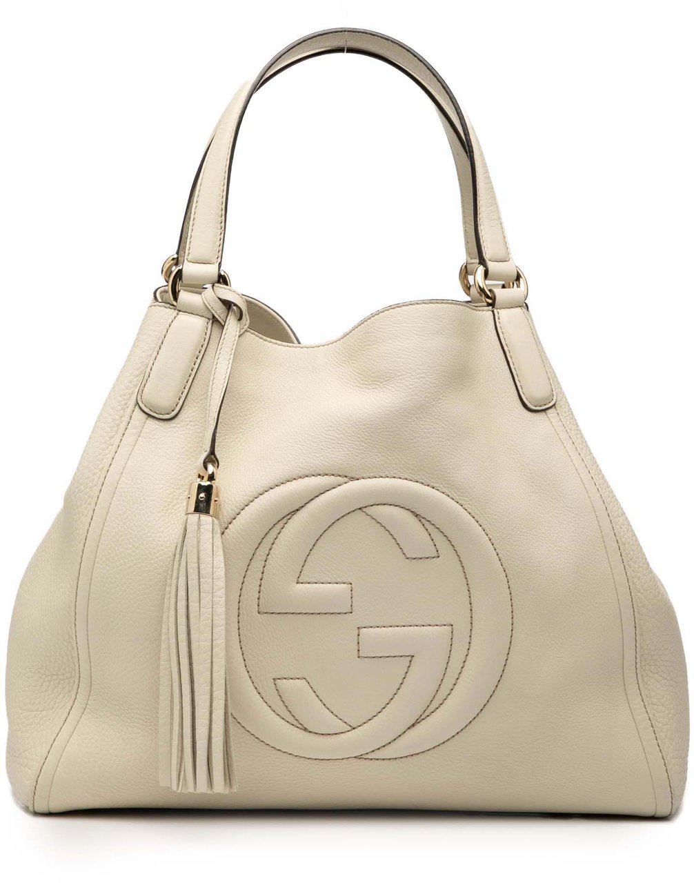 Gucci Medium Leather Soho Cellarius Tote Wit