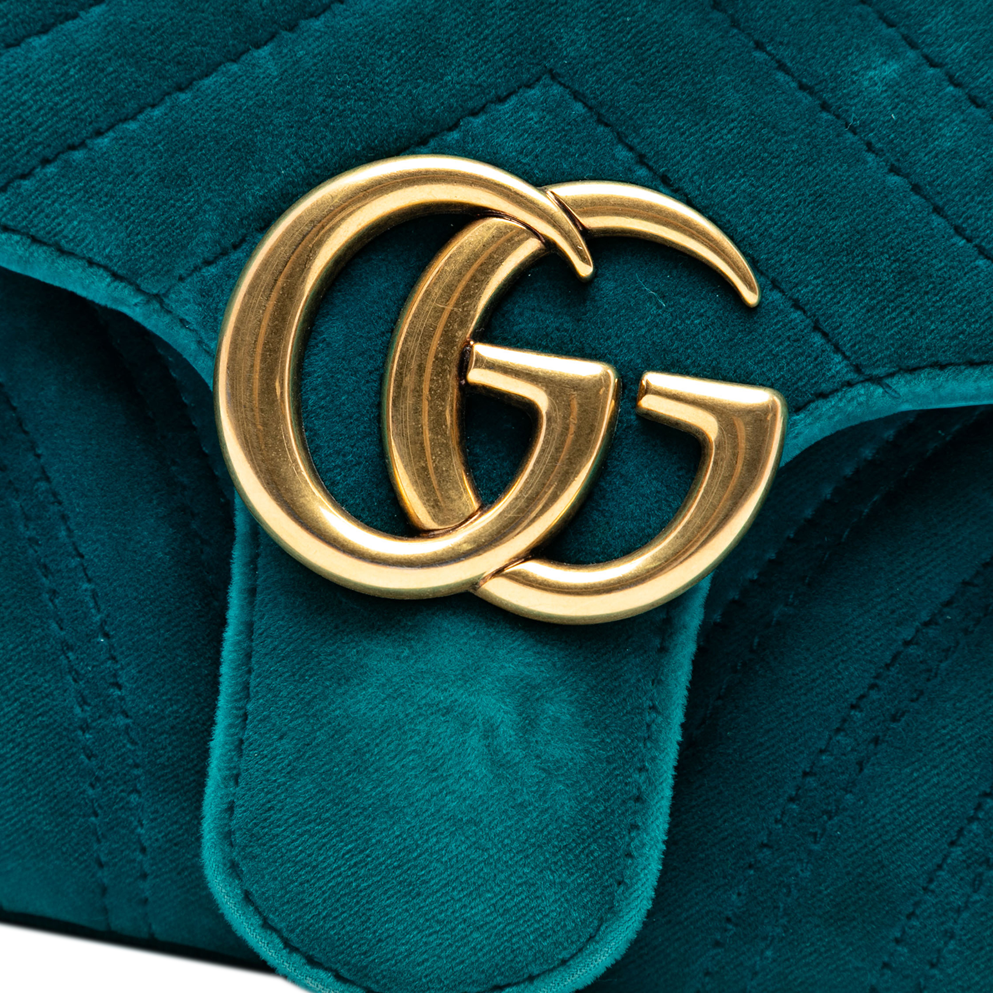 Gucci Medium GG Marmont Matelasse Velvet Shoulder Bag Blauw