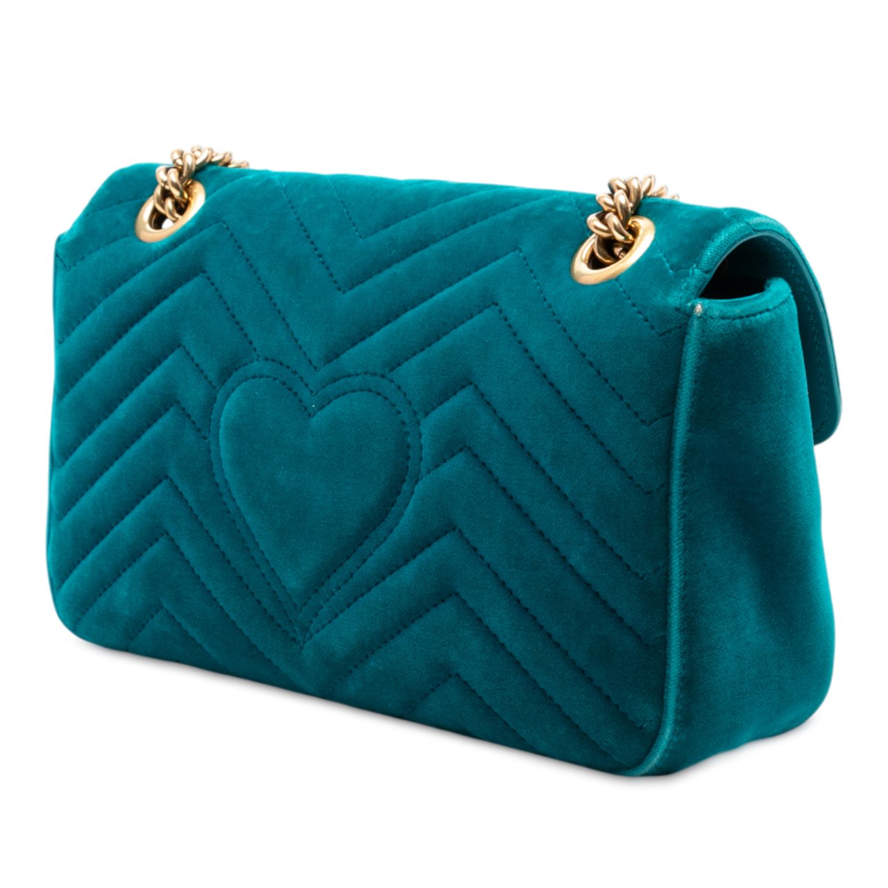 Gucci Medium GG Marmont Matelasse Velvet Shoulder Bag Blauw