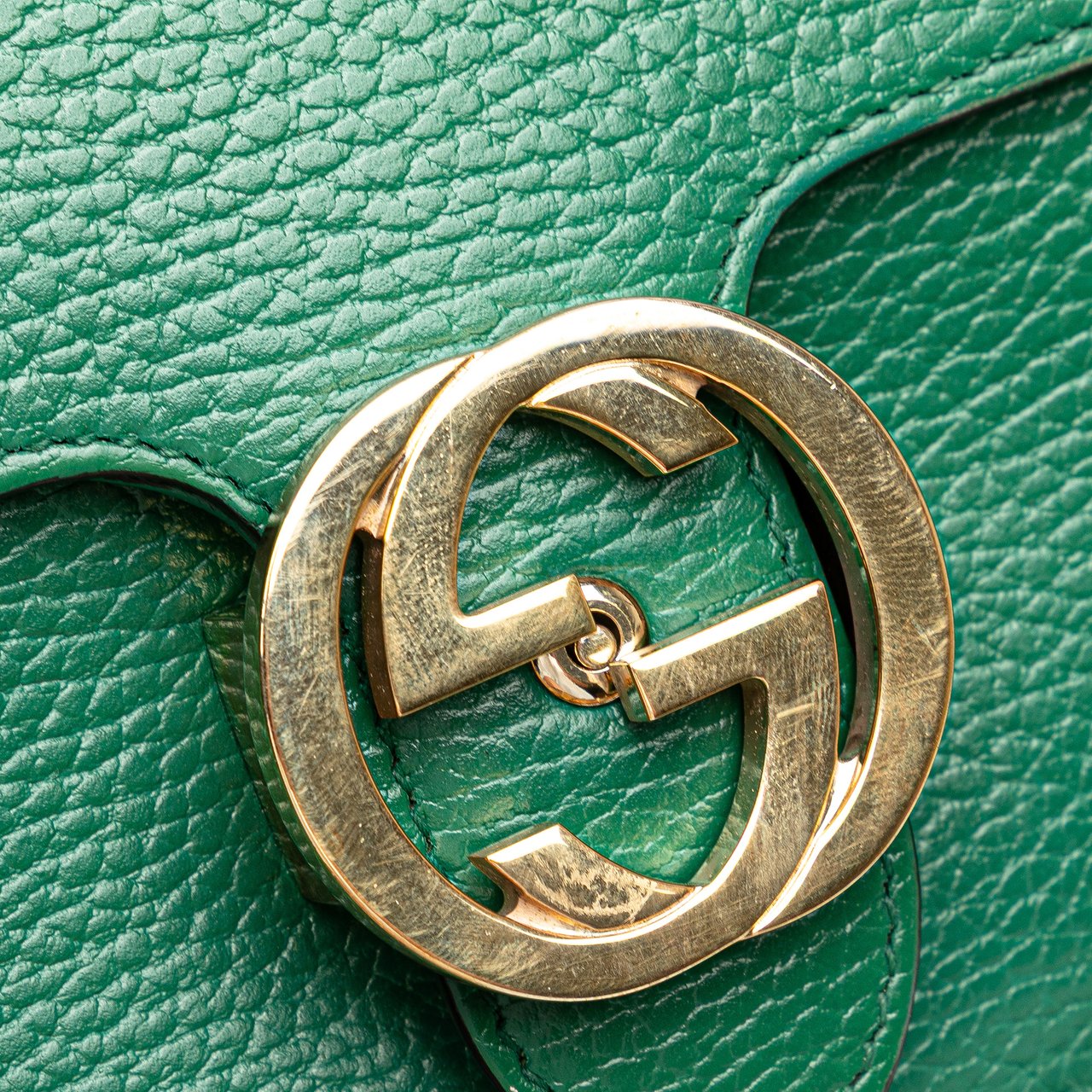 Gucci Small Dollar Calfskin Interlocking G Crossbody Groen