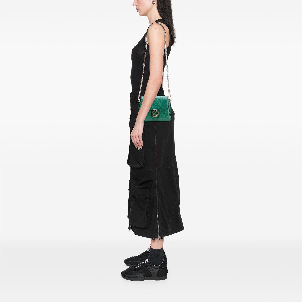 Gucci Small Dollar Calfskin Interlocking G Crossbody Groen