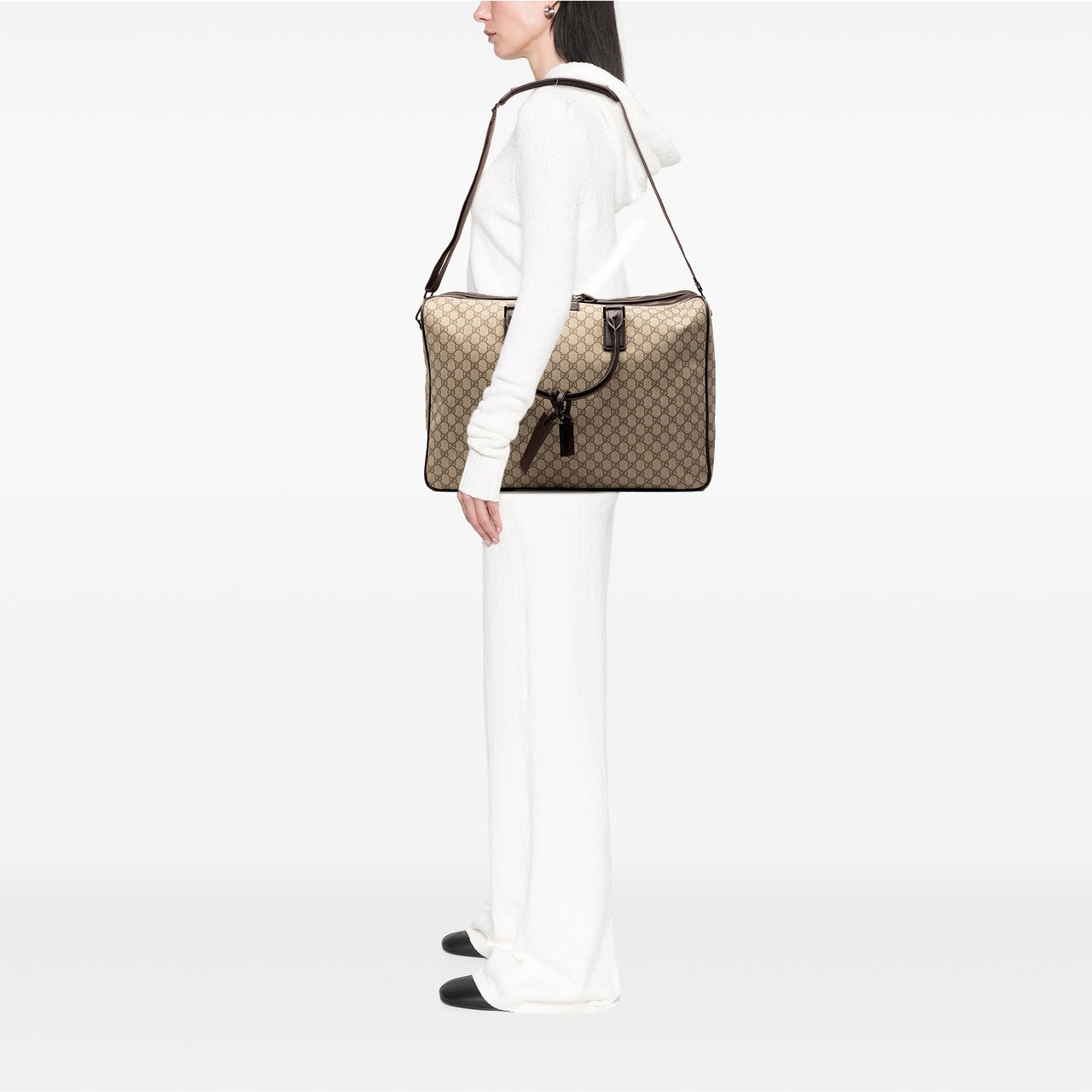 Gucci GG Supreme Double Zip Travel Bag Bruin