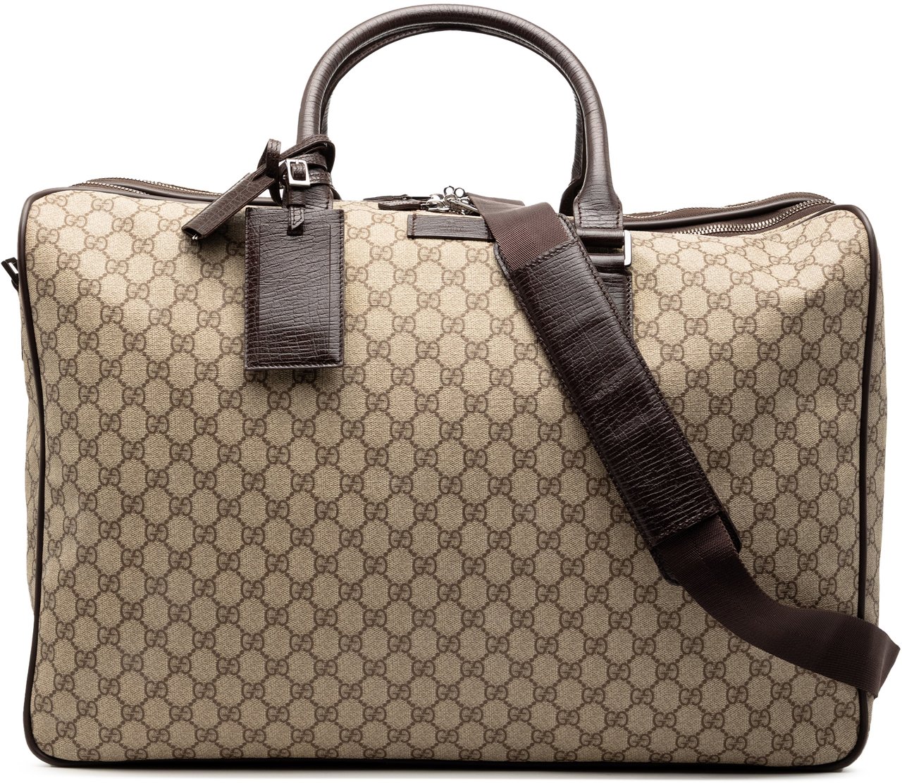 Gucci GG Supreme Double Zip Travel Bag Bruin