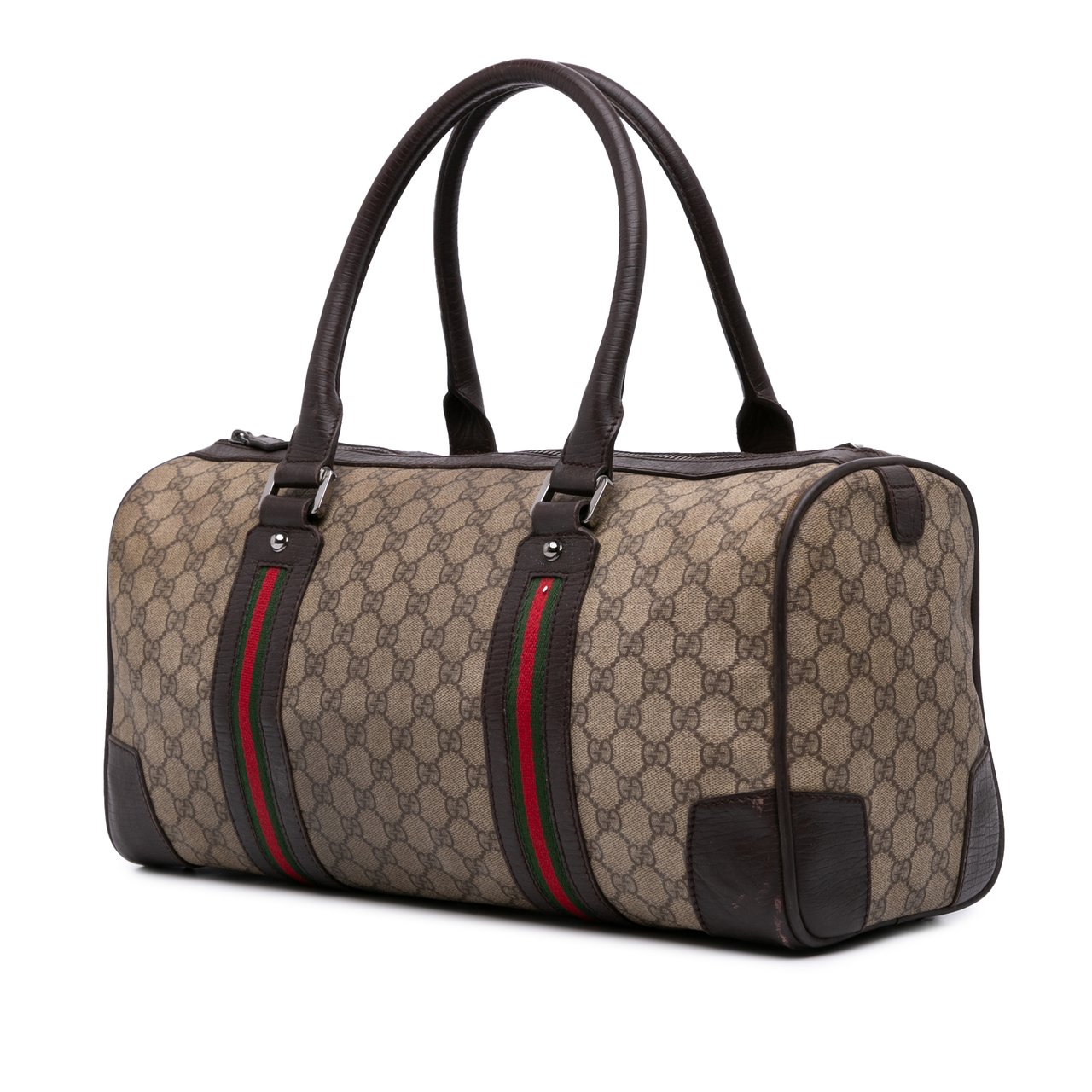 Gucci GG Supreme Web Boston Bag Bruin