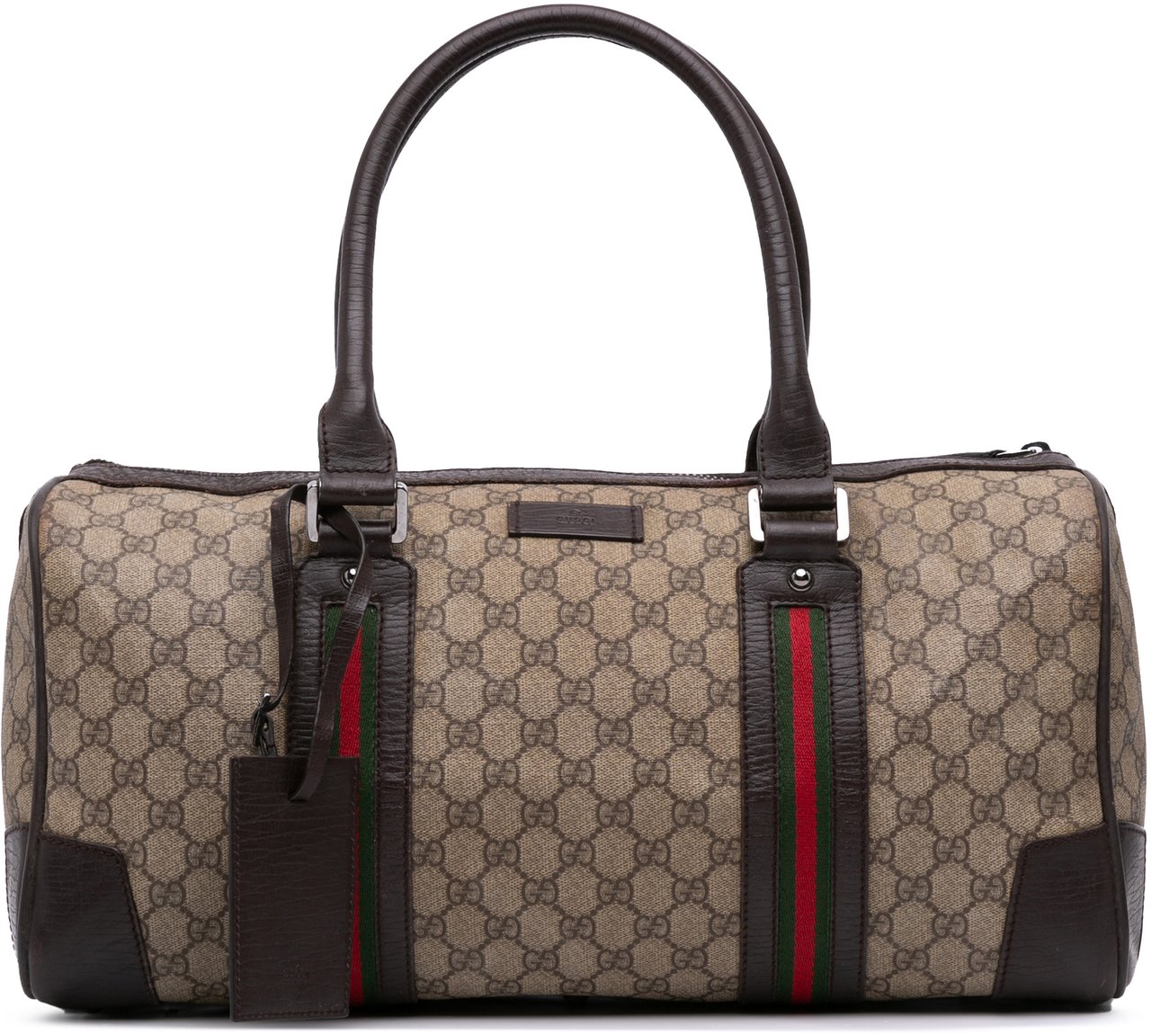 Gucci GG Supreme Web Boston Bag Bruin