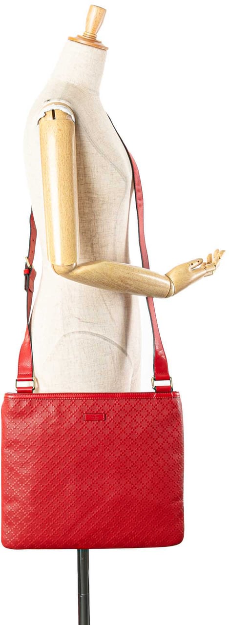 Gucci Diamante Leather Hilary Lux Crossbody Rood