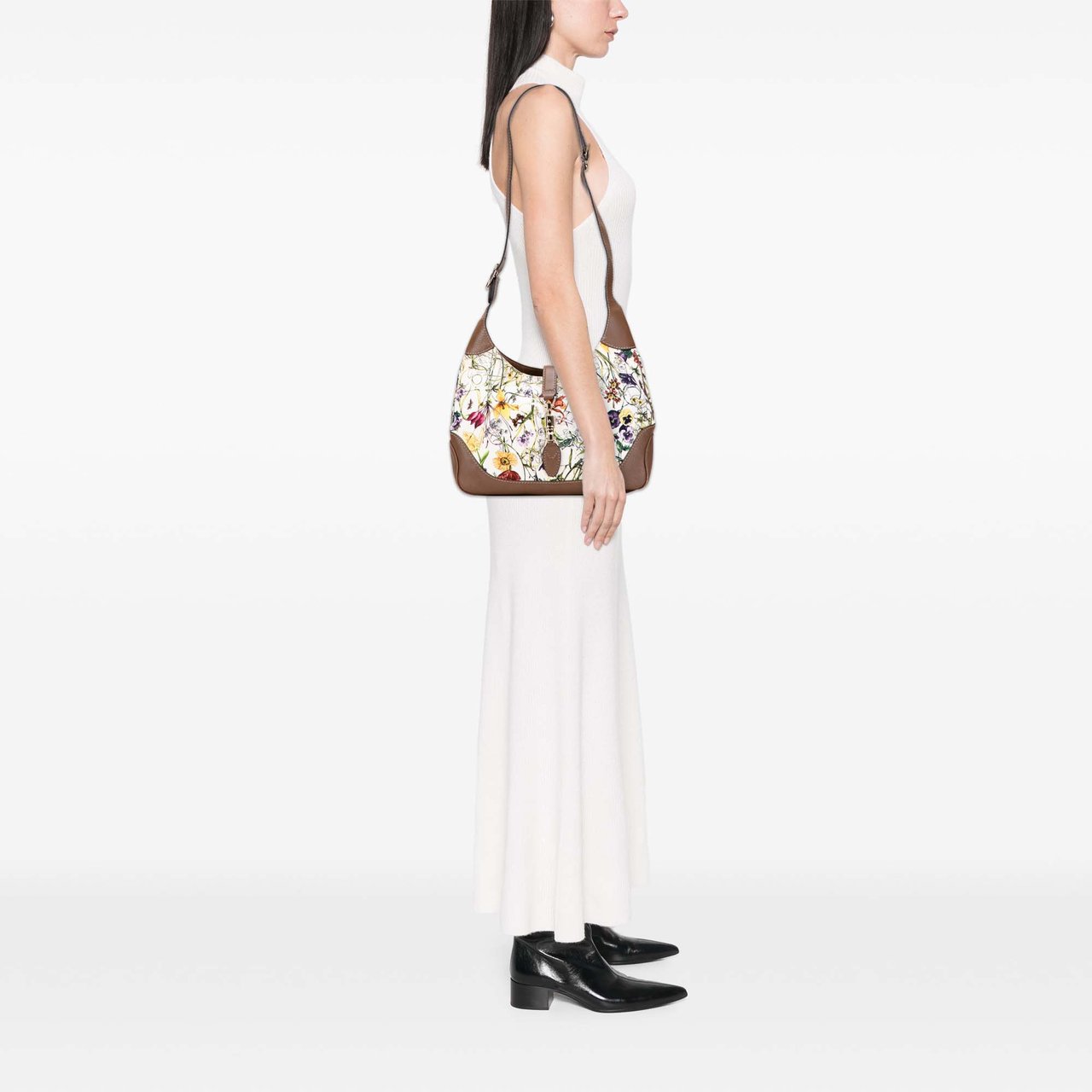 Gucci Flora Canvas Jackie O Bouvier Crossbody Wit