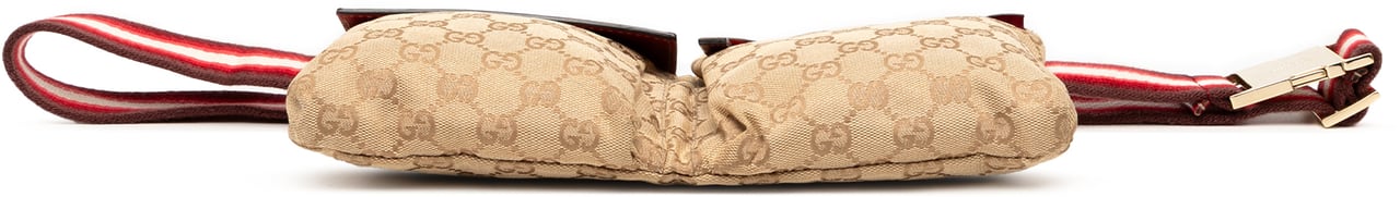 Gucci GG Canvas Web Double Pocket Belt Bag Bruin