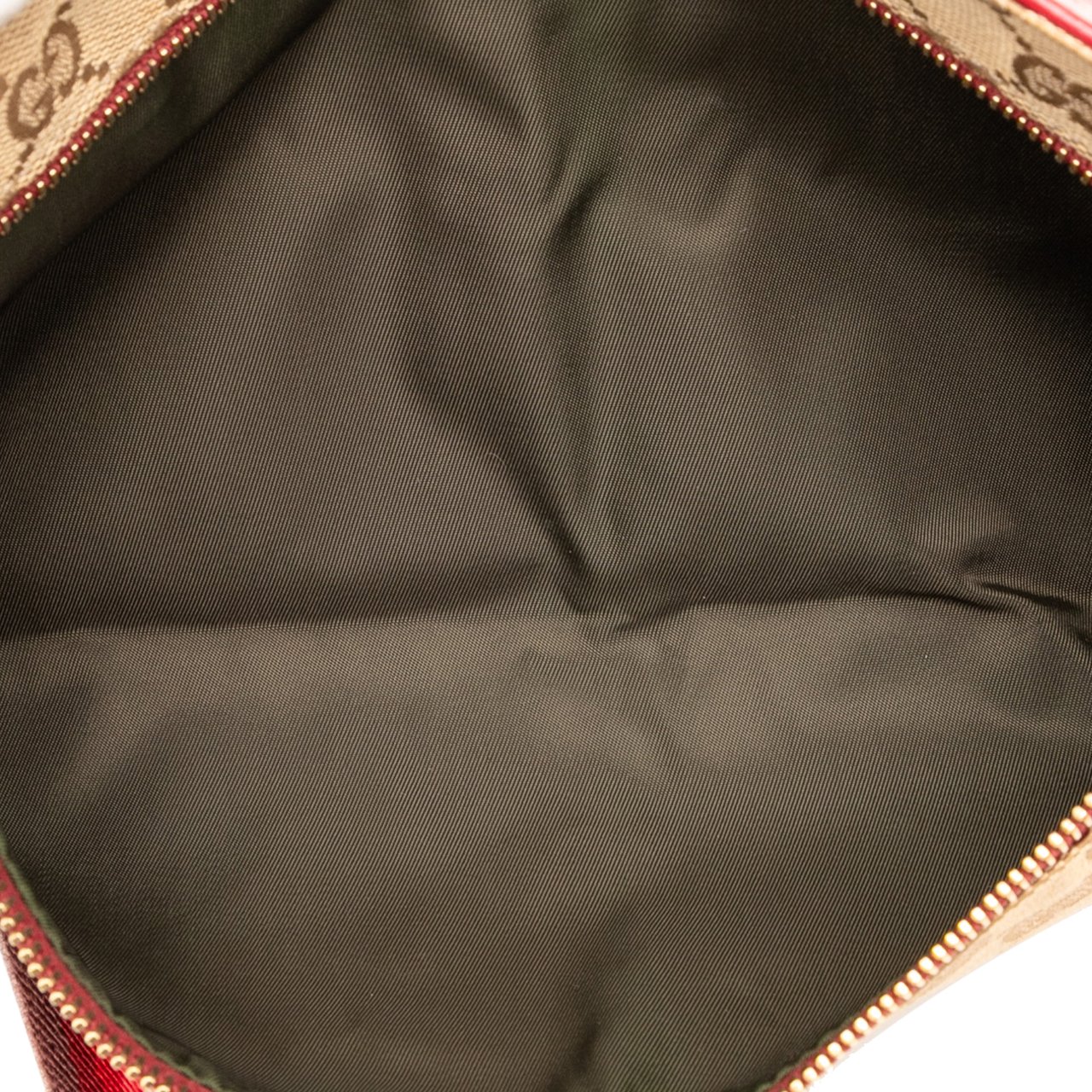 Gucci GG Canvas Web Double Pocket Belt Bag Bruin