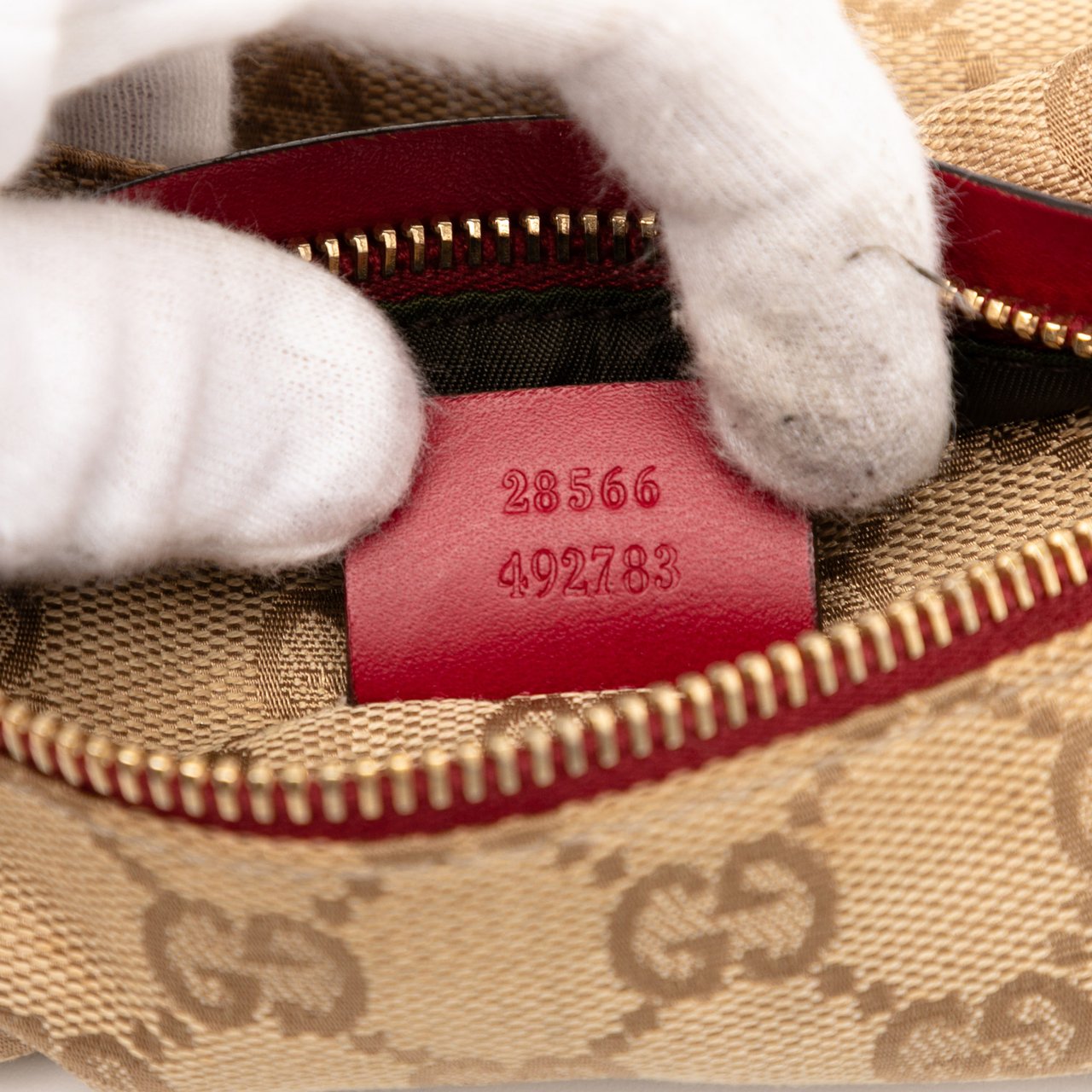 Gucci GG Canvas Web Double Pocket Belt Bag Bruin