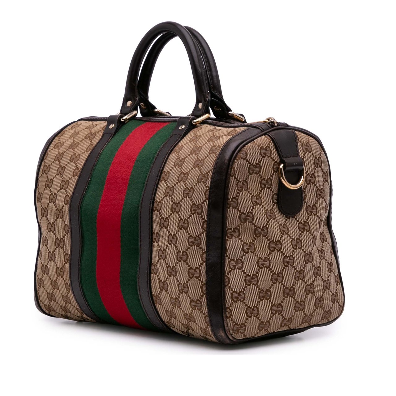Gucci Medium GG Canvas Web Joy Boston Bag Bruin