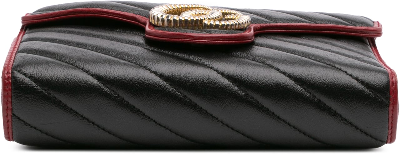 Gucci GG Marmont Matelasse Leather Torchon Wallet On Chain Zwart