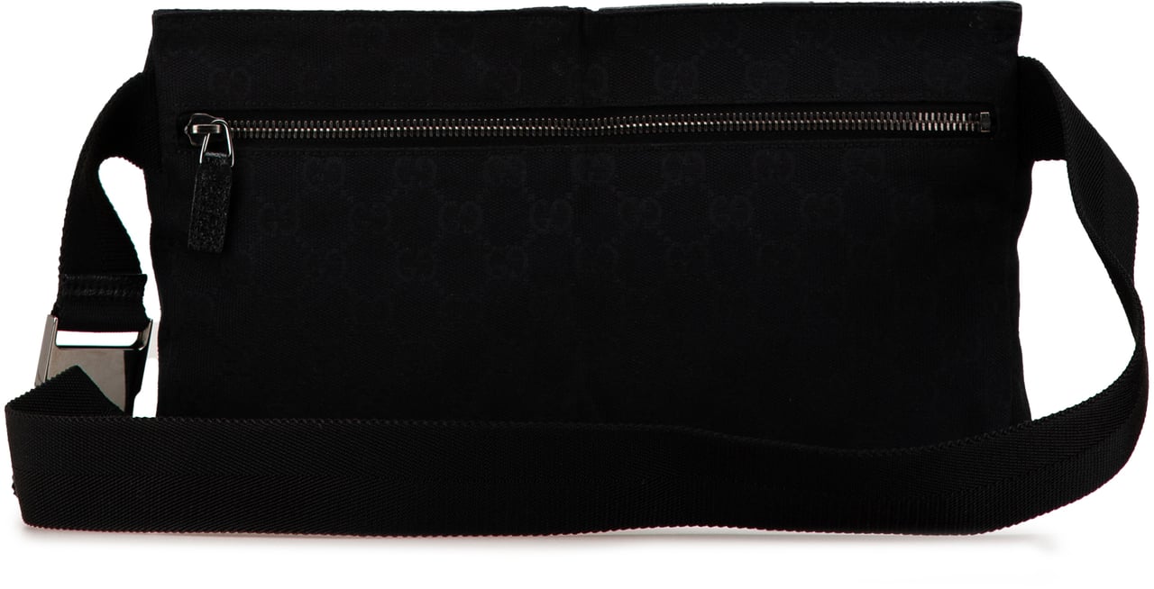 Gucci GG Canvas Double Pocket Belt Bag Zwart