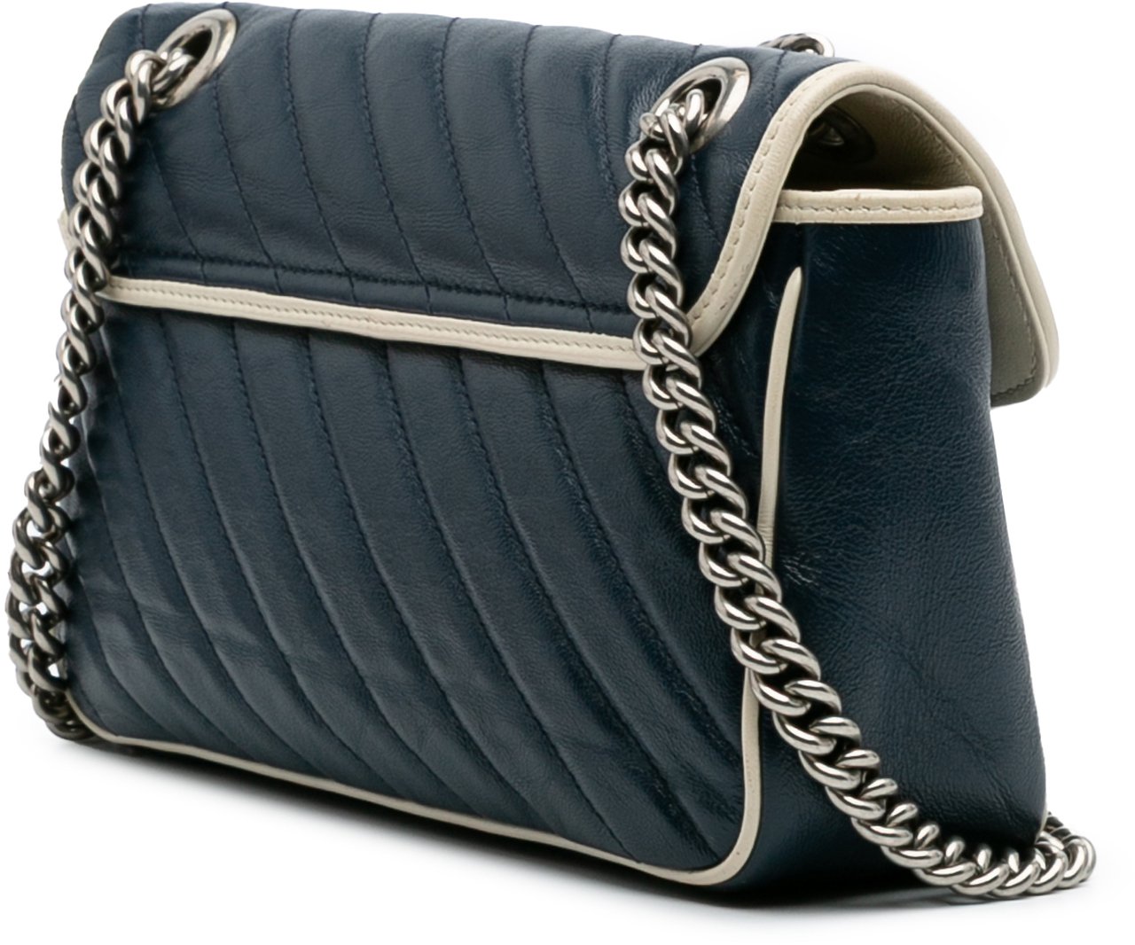Gucci Medium GG Marmont Matelasse Diagonal Leather Torchon Shoulder Bag Blauw