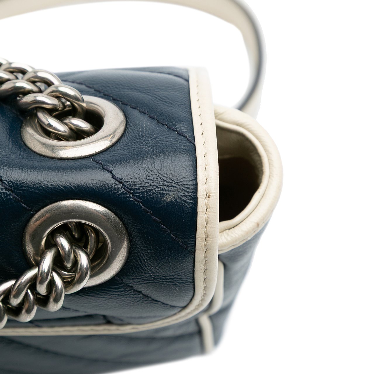 Gucci Medium GG Marmont Matelasse Diagonal Leather Torchon Shoulder Bag Blauw