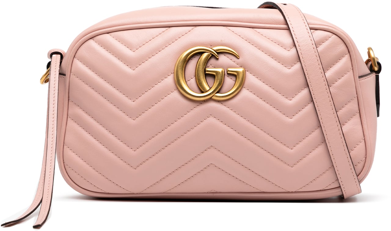 Gucci Small GG Marmont Matelasse Leather Crossbody Roze