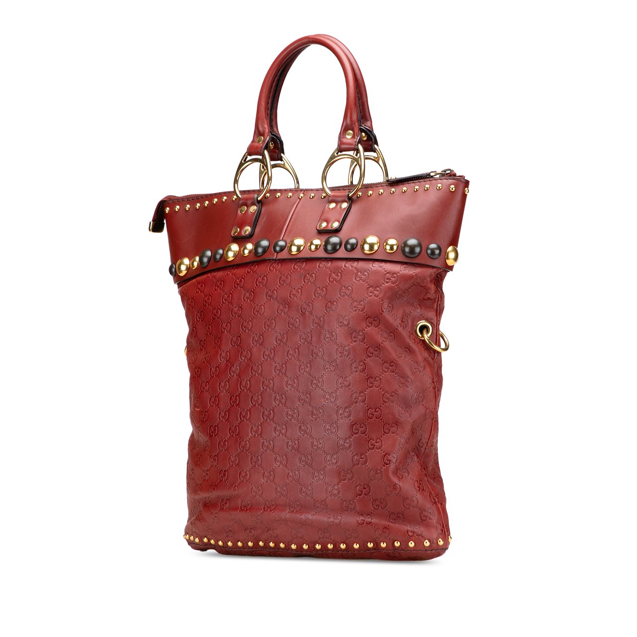 Gucci Guccissima Studded Babouska Satchel Rood