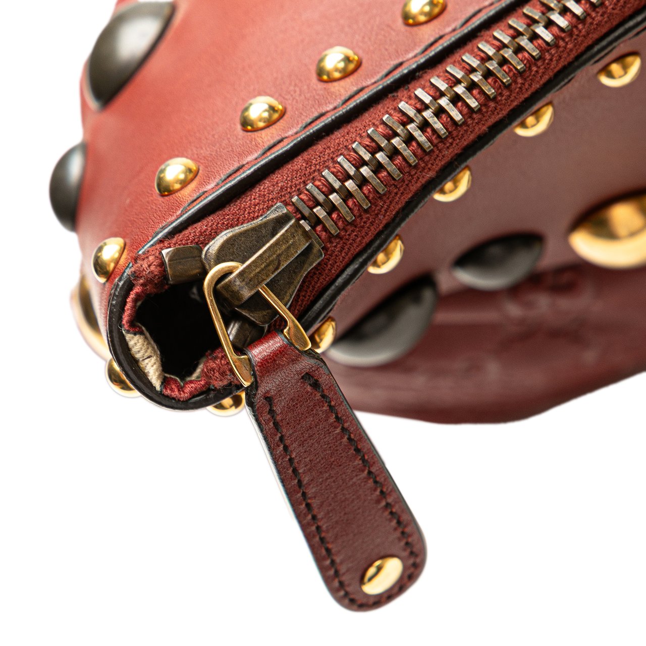 Gucci Guccissima Studded Babouska Satchel Rood