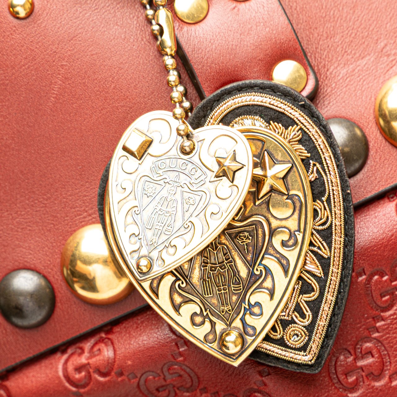 Gucci Guccissima Studded Babouska Satchel Rood