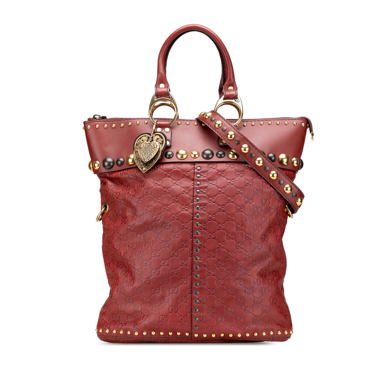 Gucci Guccissima Studded Babouska Satchel Rood