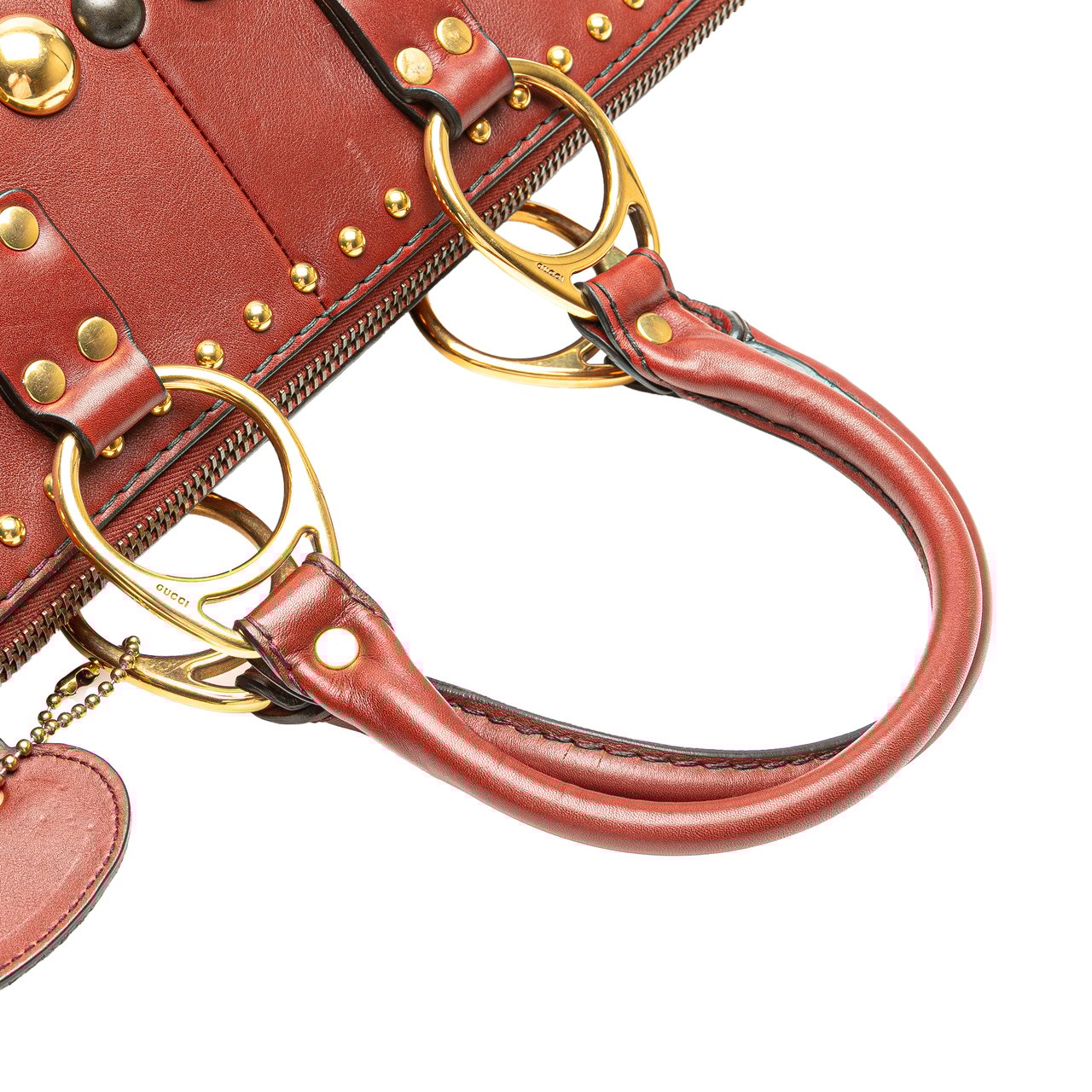 Gucci Guccissima Studded Babouska Satchel Rood