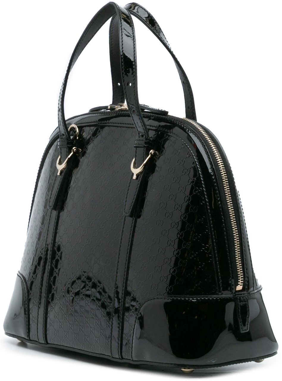 Gucci Small Microguccissima Patent Nice Satchel Zwart