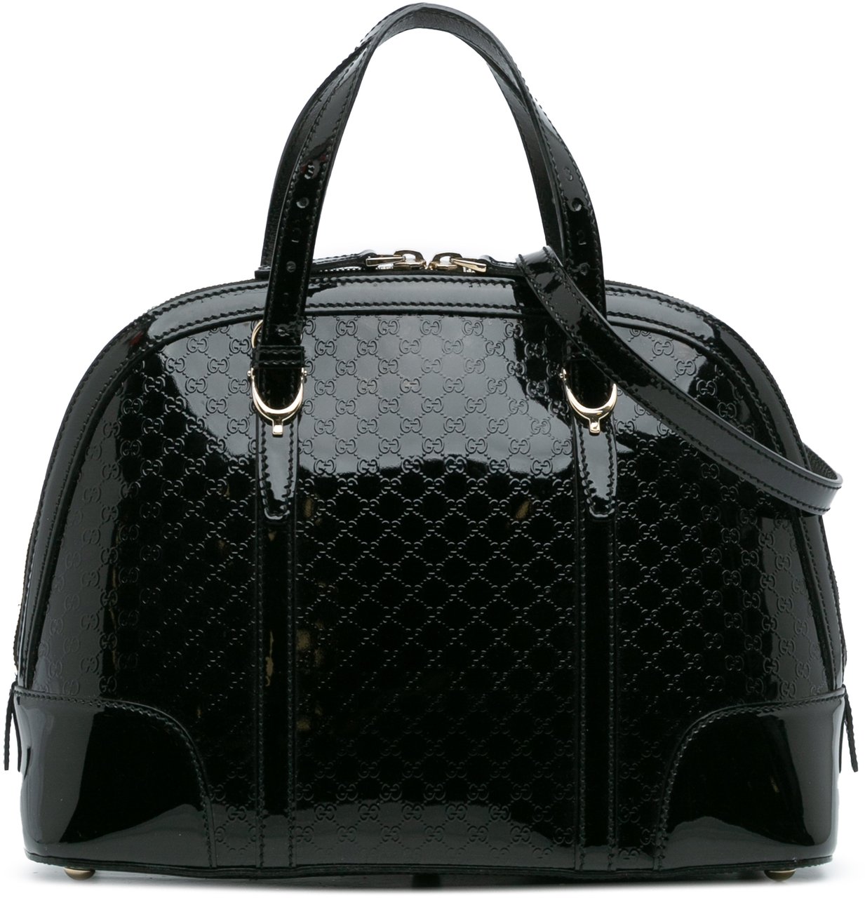Gucci Small Microguccissima Patent Nice Satchel Zwart