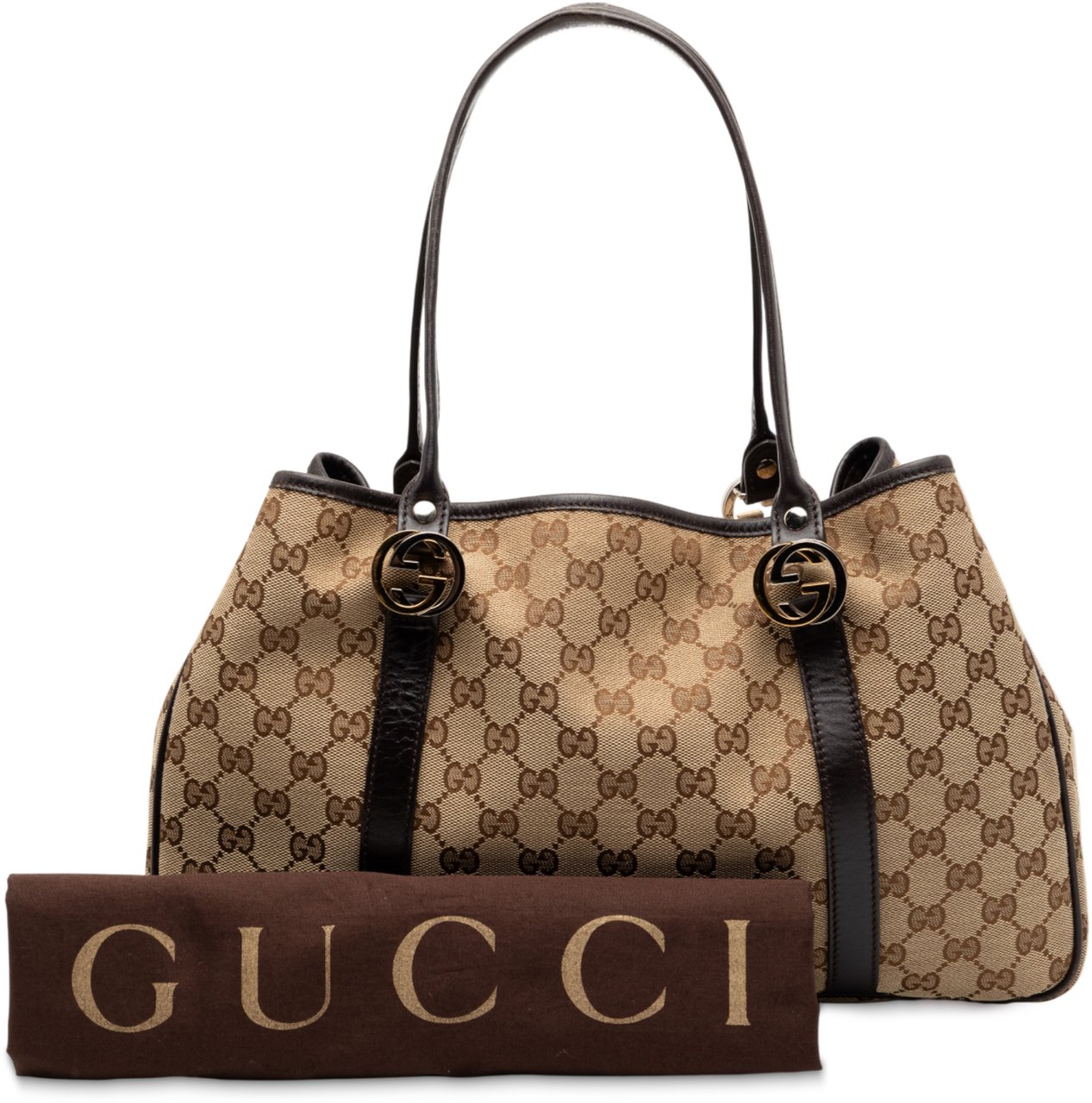 Gucci GG Canvas Twins Tote Bruin
