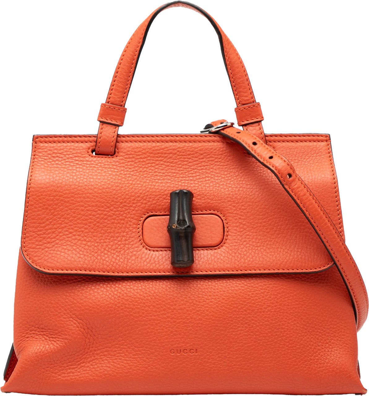 Gucci Small Leather Bamboo Daily Satchel Oranje