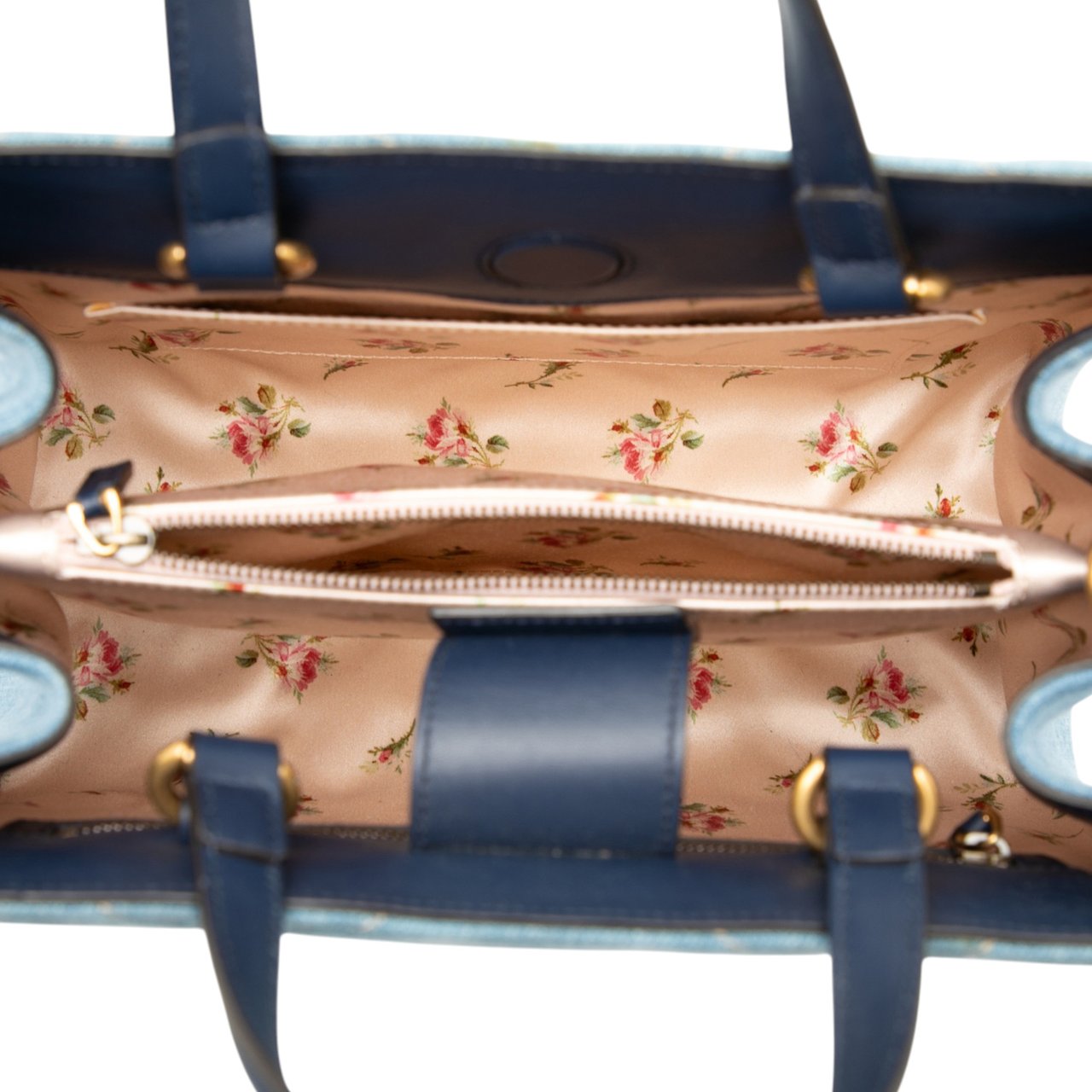 Gucci Small GG Marmont Matelasse Denim Pearly Satchel Blauw