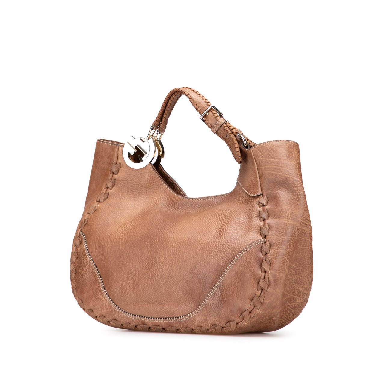 Gucci Medium Grained Calfskin Charlotte Hobo Bruin
