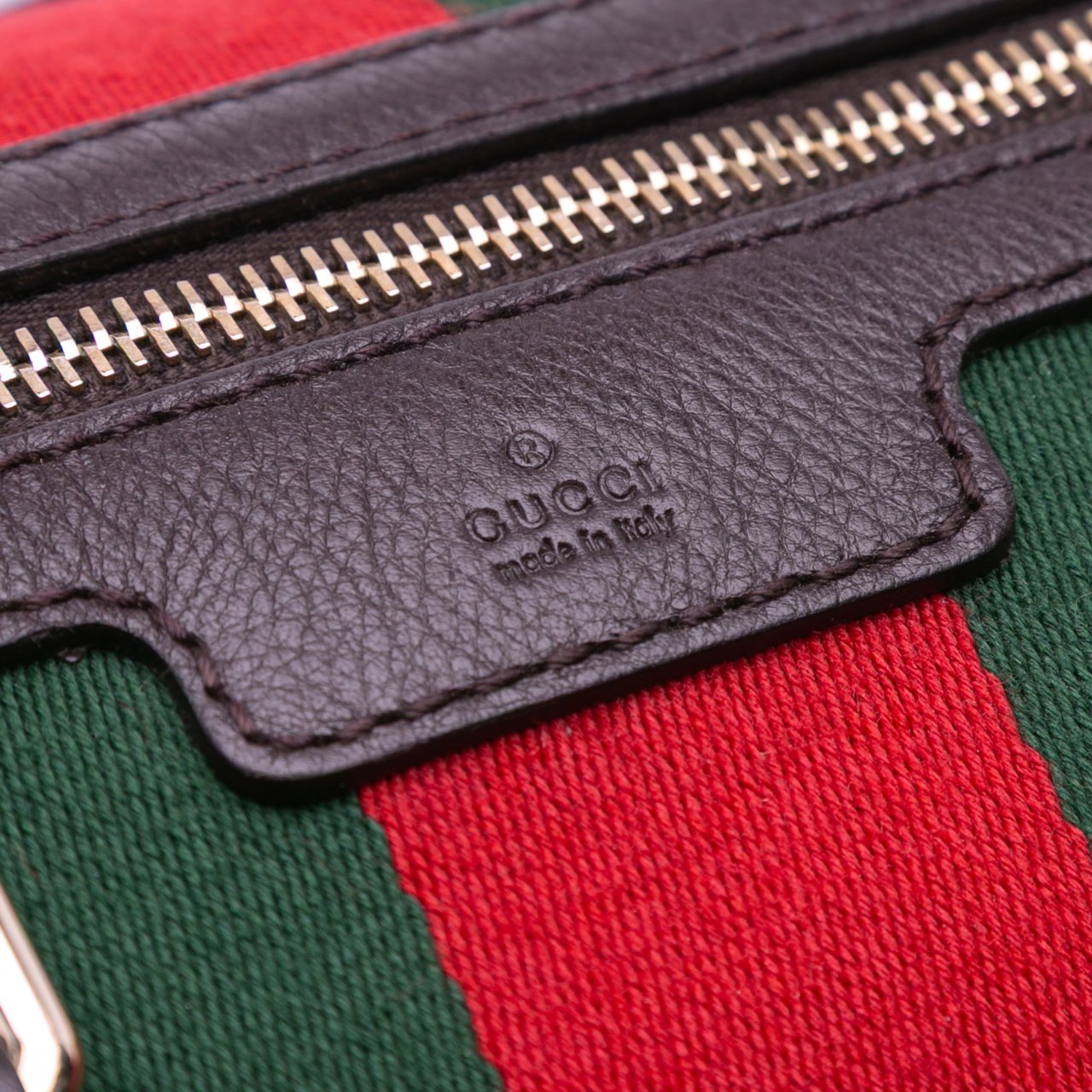 Gucci Calfskin Web Joy Boston Bag Bruin