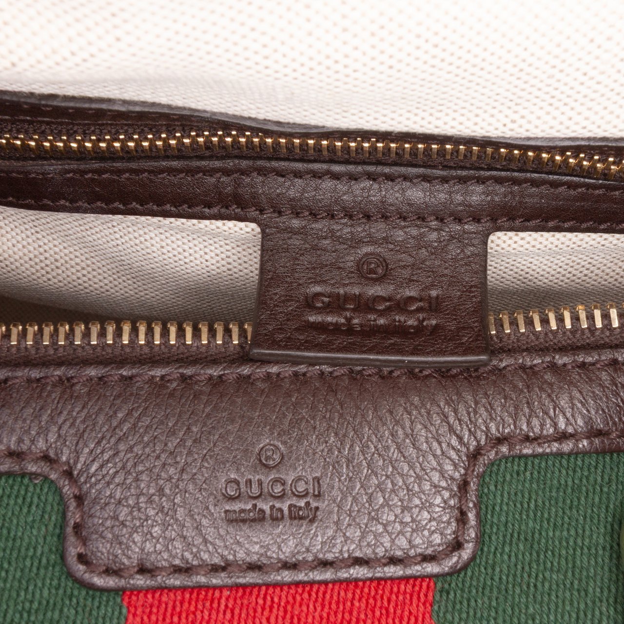 Gucci Calfskin Web Joy Boston Bag Bruin