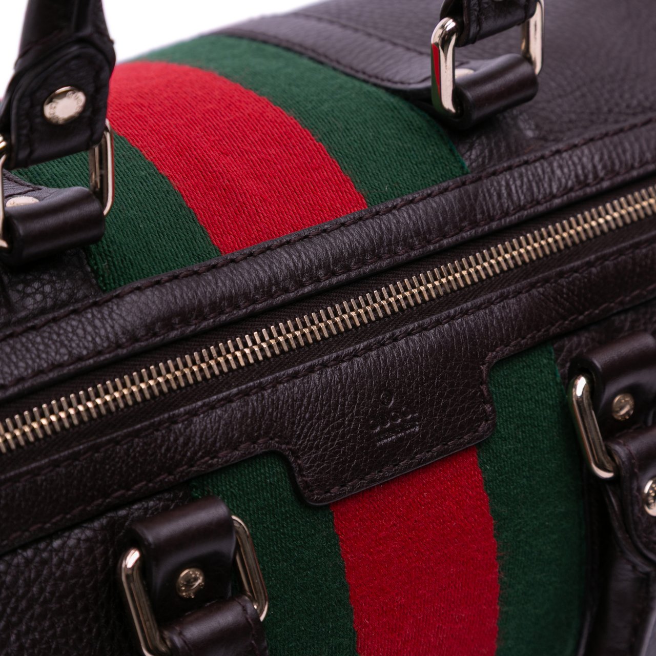 Gucci Calfskin Web Joy Boston Bag Bruin