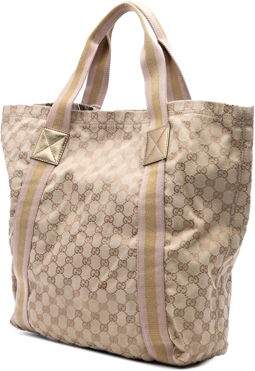 Gucci GG Canvas Web Tote Bruin