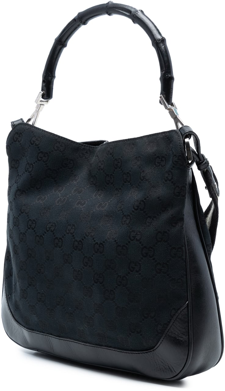 Gucci GG Canvas Bamboo Web Satchel Blauw
