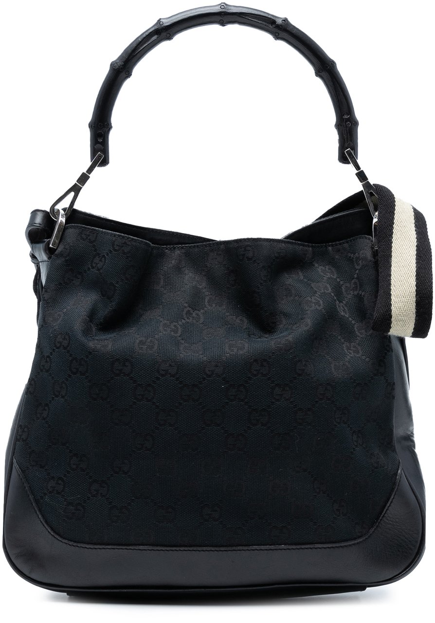 Gucci GG Canvas Bamboo Web Satchel Blauw