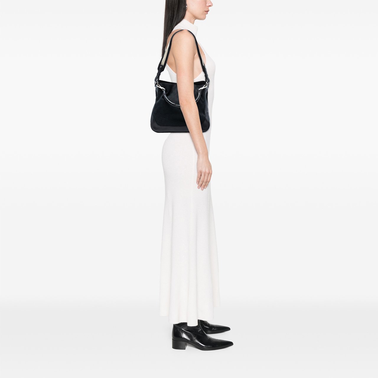 Gucci GG Canvas Bamboo Web Satchel Blauw