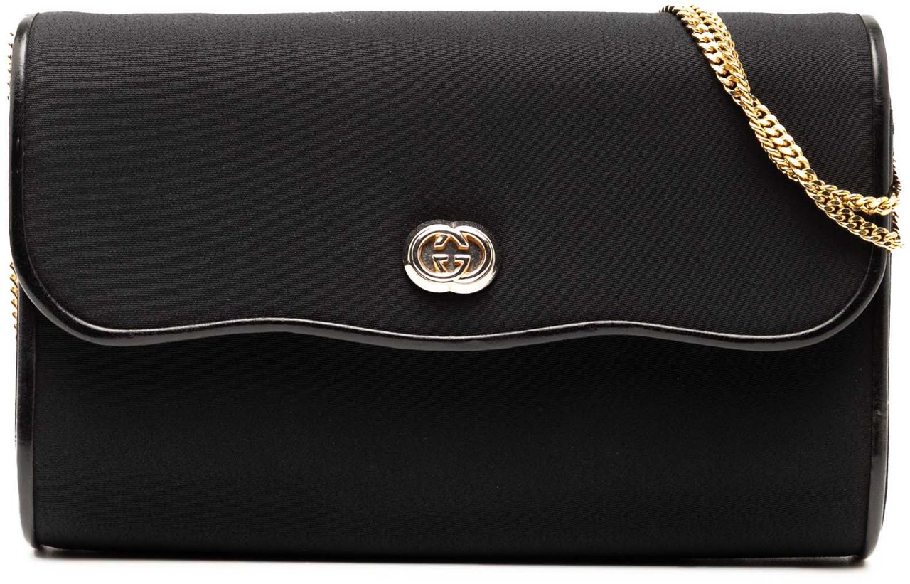 Gucci Canvas Interlocking G Chain Shoulder Bag Zwart