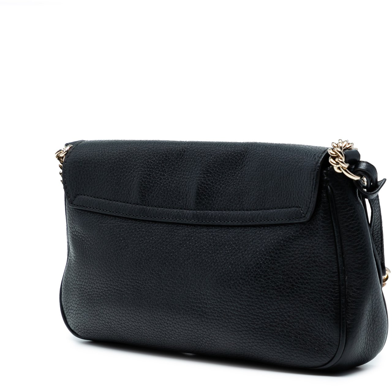Gucci Medium Leather Soho Chain Flap Crossbody Zwart