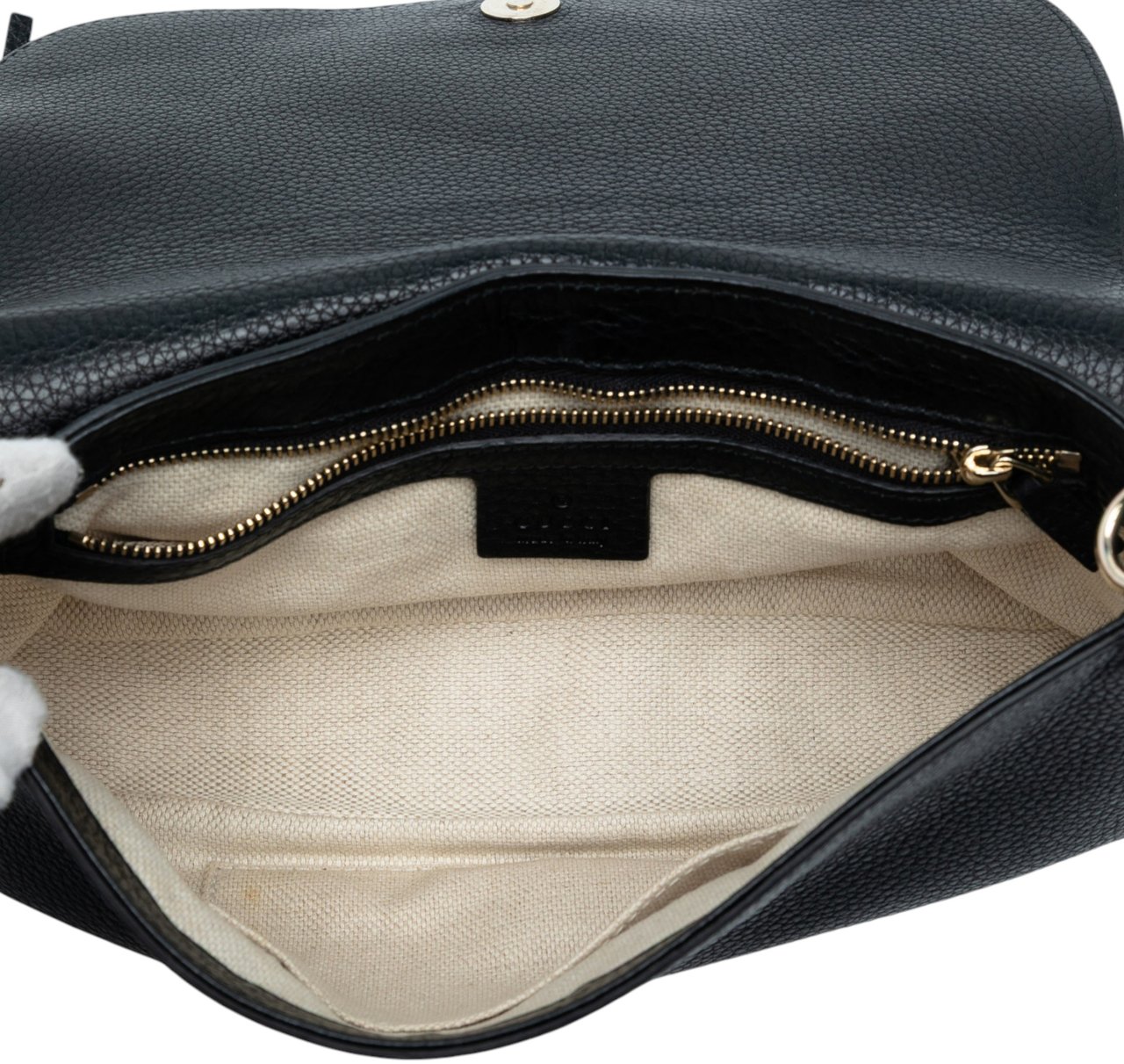 Gucci Medium Leather Soho Chain Flap Crossbody Zwart