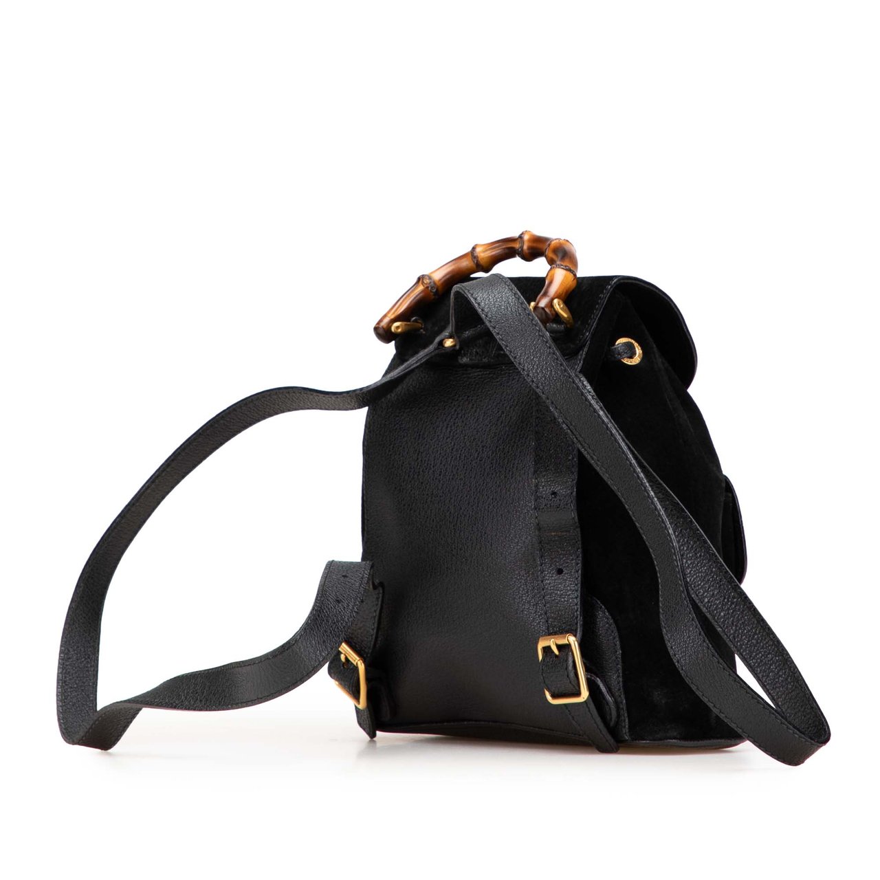 Gucci Suede Bamboo Backpack Zwart