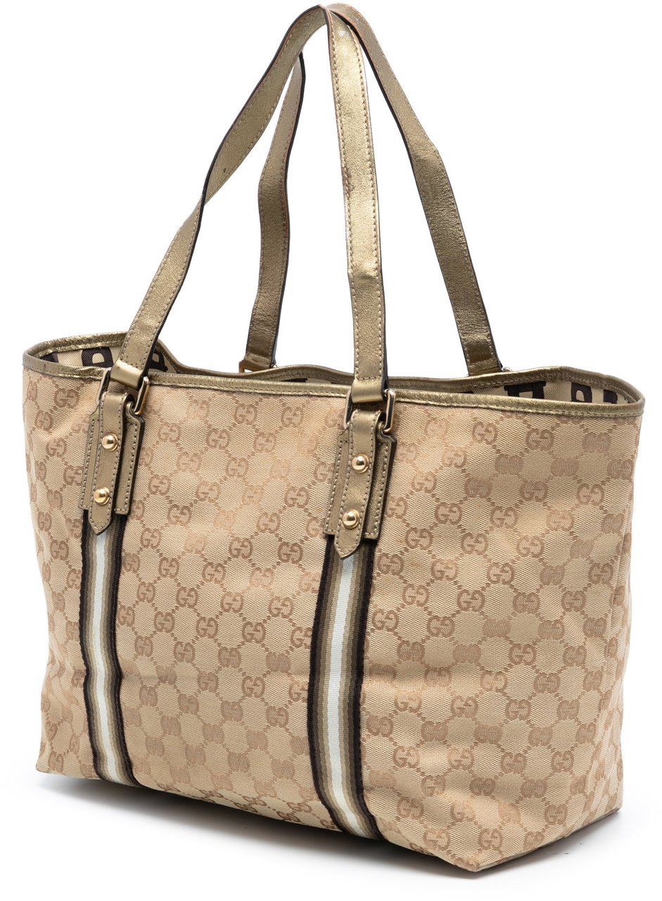 Gucci Large GG Canvas Jolicoeur Tote Bruin