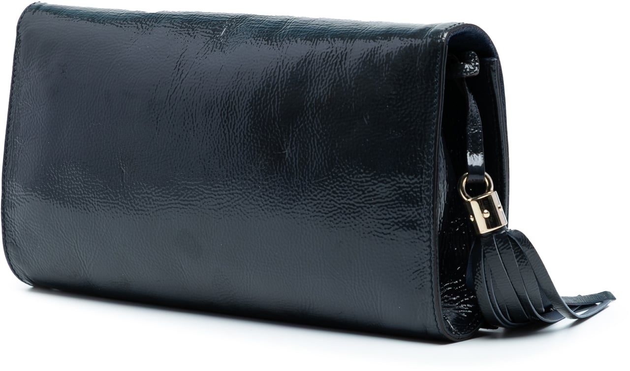 Gucci Soft Patent Soho Disco Clutch Blauw