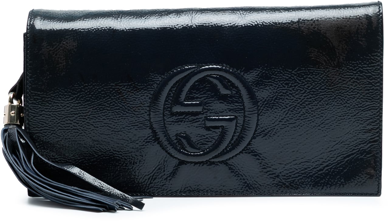 Gucci Soft Patent Soho Disco Clutch Blauw