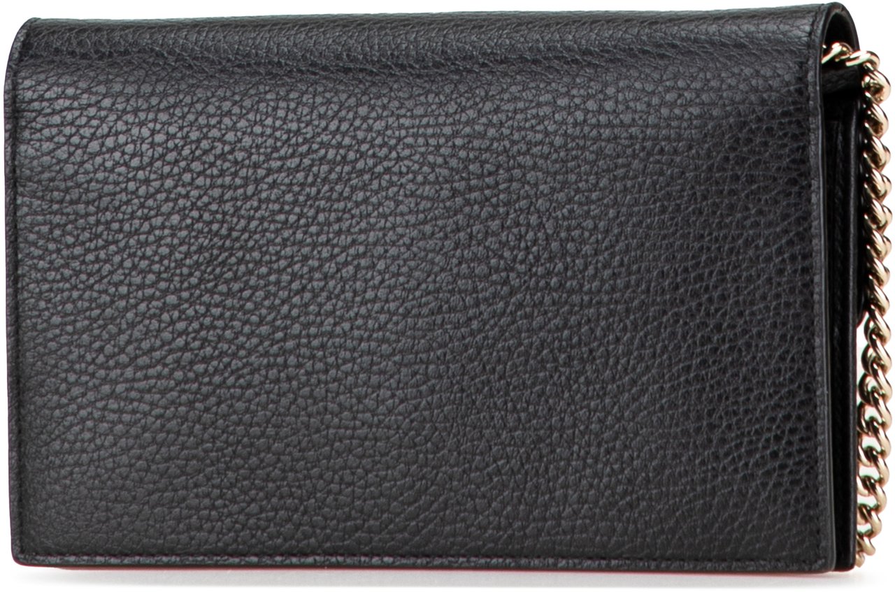 Gucci Leather Interlocking G Dollar Wallet on Chain Zwart