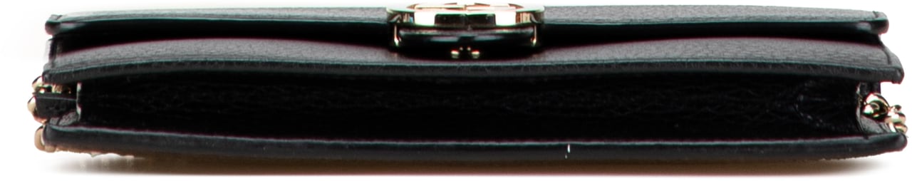 Gucci Leather Interlocking G Dollar Wallet on Chain Zwart